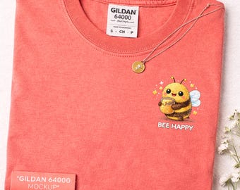 Smiling Bee Shirt Character Honey Illustration Animal Lovers Spring Cotton Outfit Tee