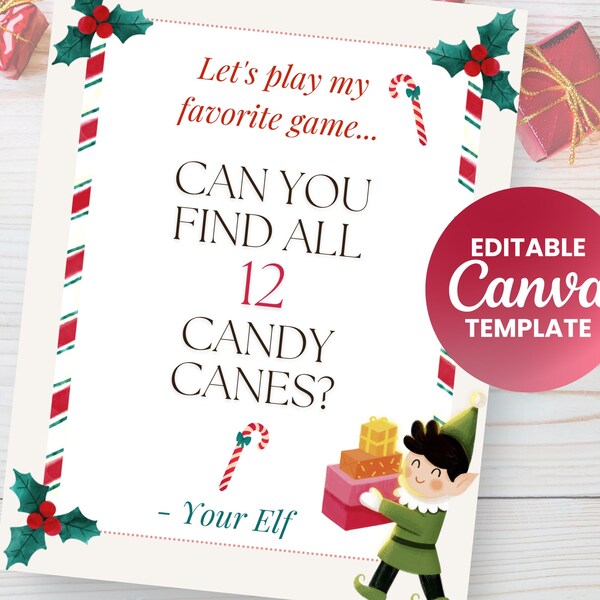 Candy Cane Hunt Game Etsy
