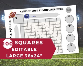 Football 25 Squares Game Football Squares Grid Printable - Etsy
