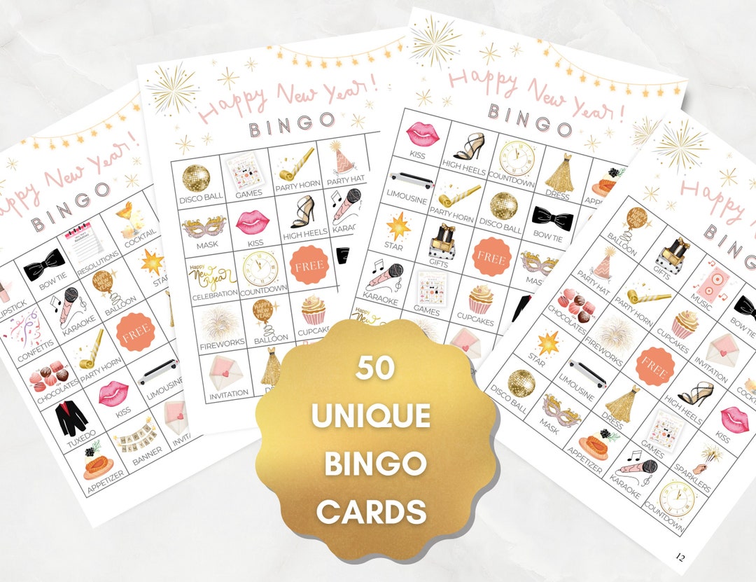 New Year's Eve Game Bingo Printable PDF Party Game for - Etsy