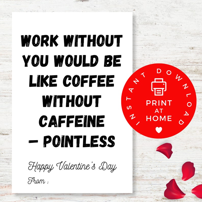 Funny Coworker Valentines Day Card, Cute Printable Valentines Card for ...