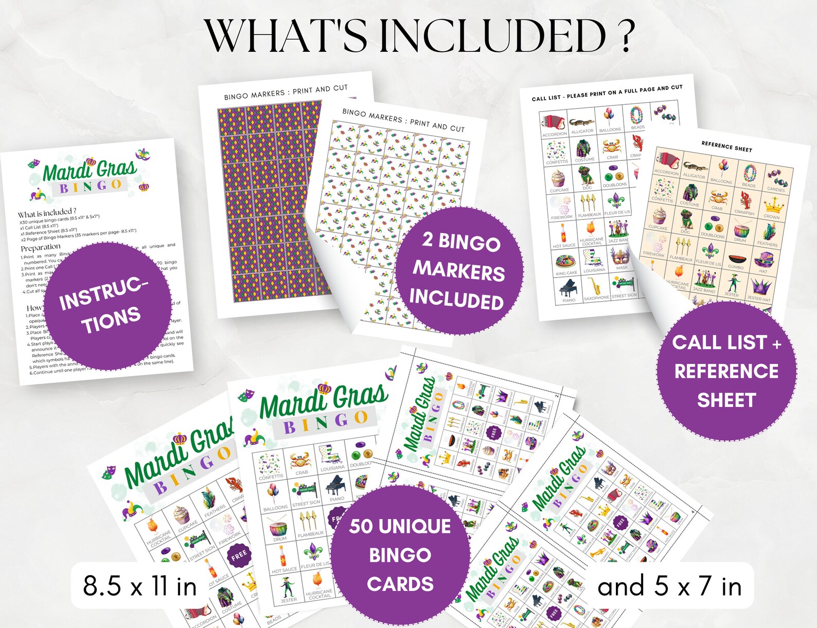 mardi gras bingo game