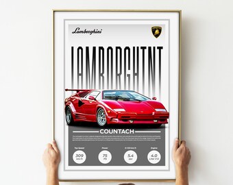COUNTACH Lamborghini, Auto Poster, Digital Download, Dekoration, Tuning, Wandbild, Kunst, Leinwand, Geschenk, Auto Tuning, Fahrzeuge