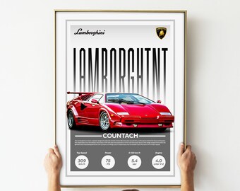 COUNTACH Lamborghini, Car Poster, Digital Download, Decoration, Tuning, Mural, Art, Canvas, Gift, Car Tuning, Vehicles