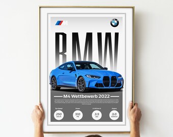 BMW M4 Competition 2022, Car Poster, Digital Download, Decoration, Tuning, Mural, Art, Canvas, Gift, Car Tuning, Vehicles