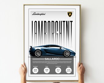 GALLARDO Lamborghini, Auto Poster, Digital Download, Dekoration, Tuning, Wandbild, Kunst, Leinwand, Geschenk, Auto Tuning, Fahrzeuge