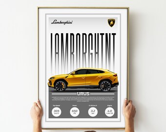 URUS Lamborghini, Car Poster, Digital Download, Decoration, Tuning, Mural, Art, Canvas, Gift, Car Tuning, Vehicles