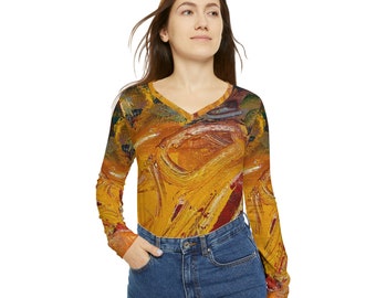 Breaking Through - Artistic V-Neck Long-Sleeve Shirt