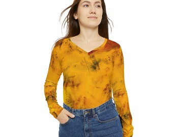 Study In Orange One - Artistic V-Neck Long-Sleeve Shirt