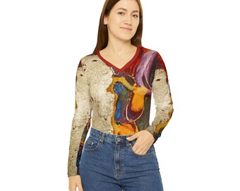 Quiet Companion - Artistic V-Neck Long-Sleeve Shirt