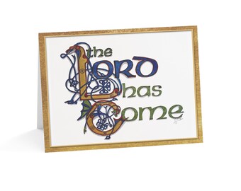 Christmas Card - The Lord Has Come, Happy Christmas inside, Folded w/Envelope, Premium Paper, Sustainably Sourced, Christian Artist