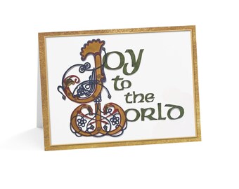 Christmas Card - Joy To The World, Happy Christmas inside, Folded w/Envelope, Premium Paper, Sustainably Sourced, Christian Artist