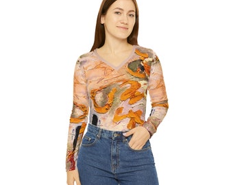 Spring Green - Artistic V-Neck Long-Sleeve Shirt