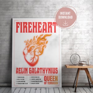 Aelin Galathynius Fireheart Print | Throne of Glass Sarah J Maas Inspired Print | Queen of Terrasen | Bookish Print Home Decor