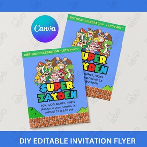 Super Mario Birthday Invitation | Birthday Invitation | Super Mario Invitation | Editable Printable Mario Invitation Birthday Template Flyer