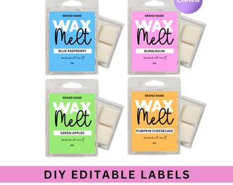 Etykieta do wosku do topienia DIY / Etykiety edytowalne Canva / Etykiety do wosku do topienia / Etykiety luksusowe / Etykiety luksusowe na kosmetyki / Szablon etykiety do wosku do topienia