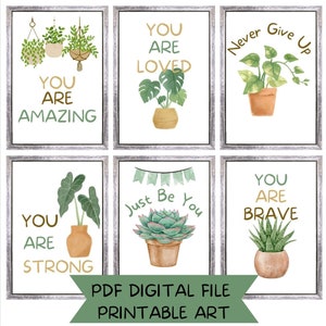 Potted Plants and Succulents Printable Art, PDF, Classroom Theme, Decor, Playroom Prints, Posters, Neutral, Homeschool, Inspirational Quotes