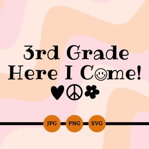 3rd Grade Here I Come, SVG, PNG, JPG, Retro, Third Grade, Back To School, First Day of School, Digital Downloads, Instant Files, Cricut