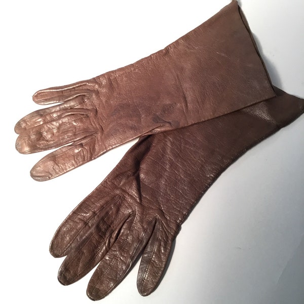 Vintage 1970's Brown Leather Driving Gloves