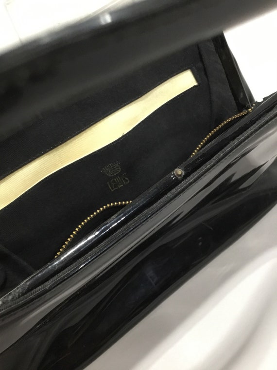 Vintage 1960's Black Patent Leather Top Handle Bag - image 2