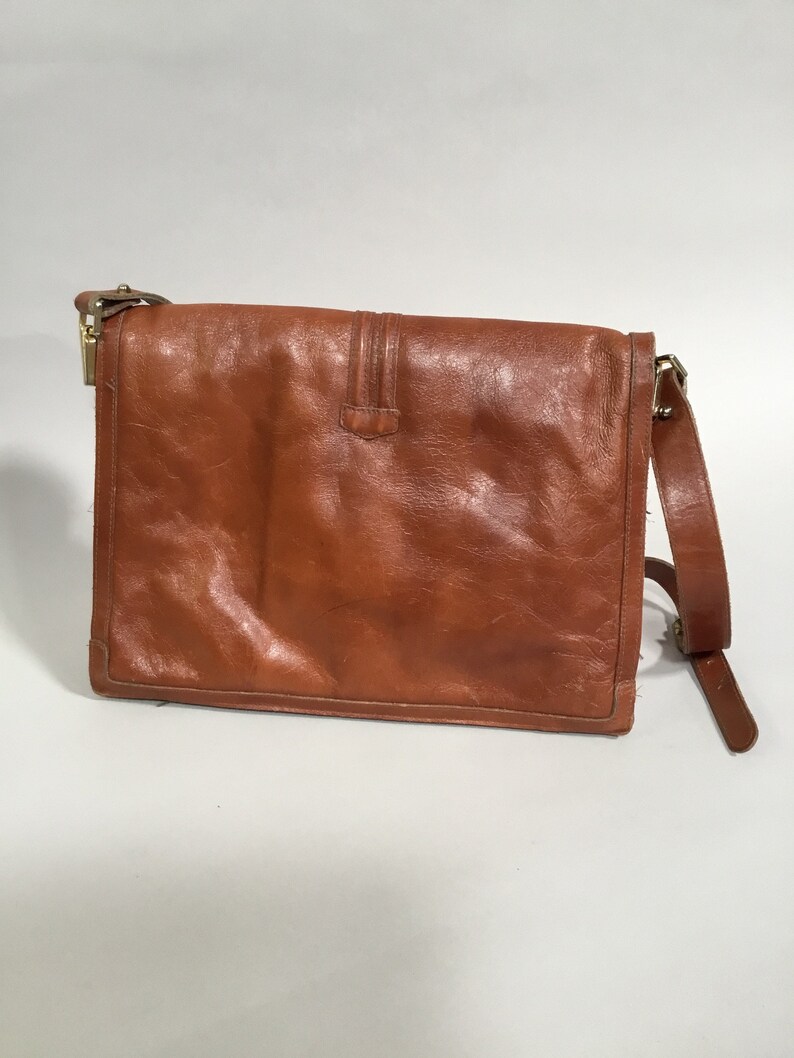 Vintage Brown Leather Phillippe Multi Pocket Over the Shoulder Purse 1970's image 3