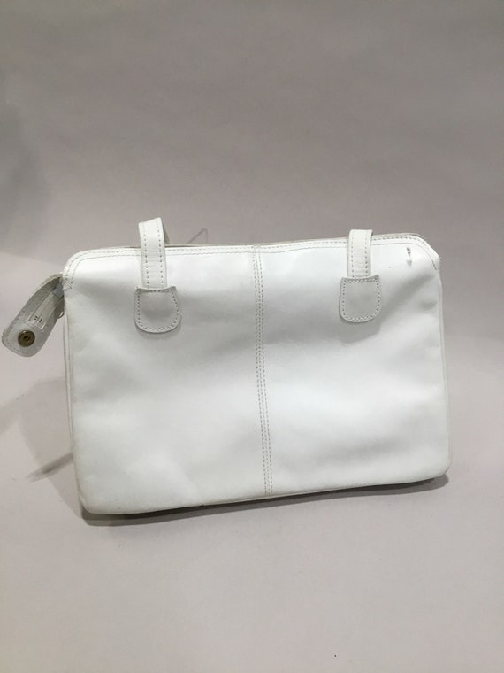 Vintage 1970's White Leather Antonio Top Handle Ba