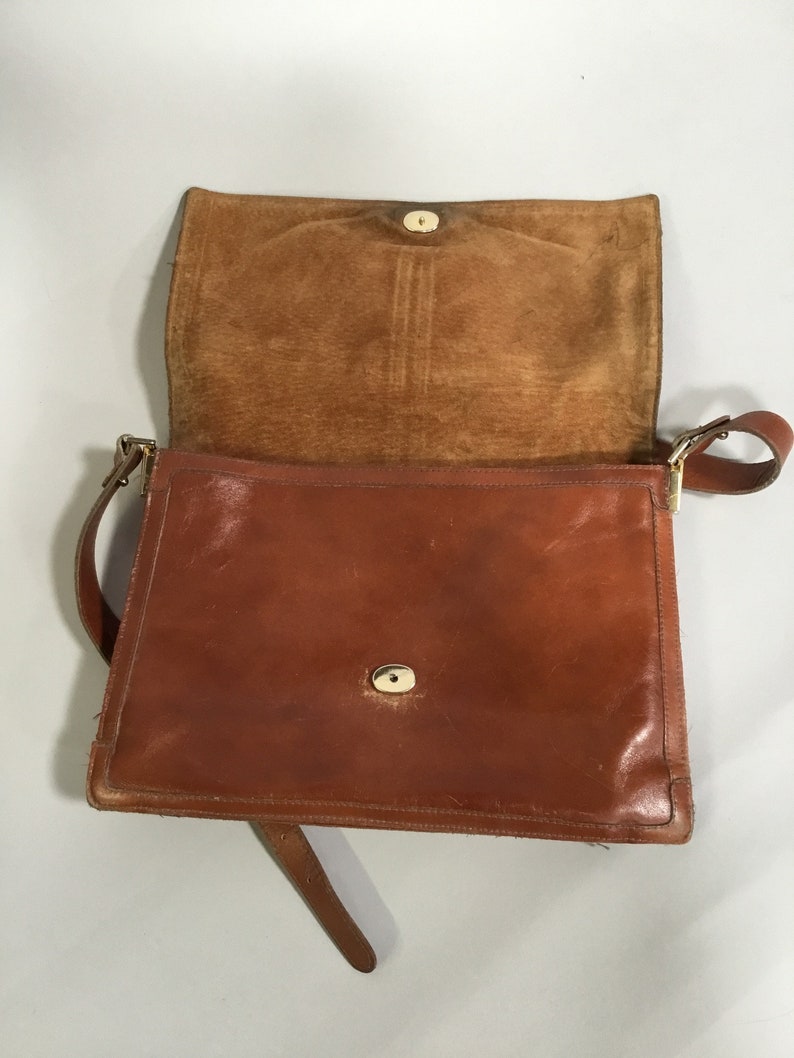 Vintage Brown Leather Phillippe Multi Pocket Over the Shoulder Purse 1970's image 4