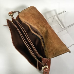 Vintage Brown Leather Phillippe Multi Pocket Over the Shoulder Purse 1970's image 5