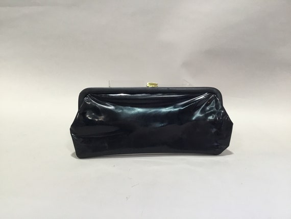 Vintage 1960's Black Patent Leather Clutch - image 1