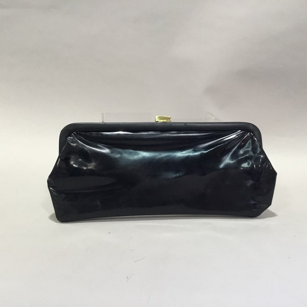 Vintage 1960's Black Patent Leather Clutch