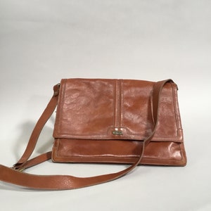 Vintage Brown Leather Phillippe Multi Pocket Over the Shoulder Purse 1970's image 2
