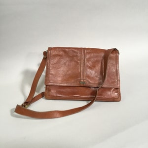 Vintage Brown Leather Phillippe Multi Pocket Over the Shoulder Purse 1970's image 1