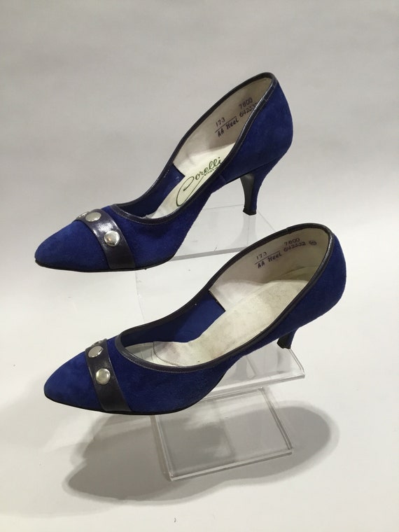 Blue Suede Corelli - Vintage 1950s - US Womens 8.5