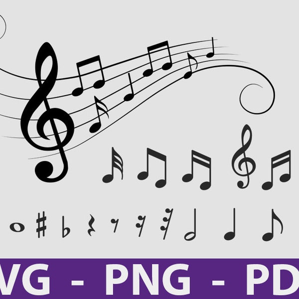 Musical Notes, Musical Notes Svg, Musical Notes Clipart, Guitar Note, Cut File, Clipart, Instant Digital Download