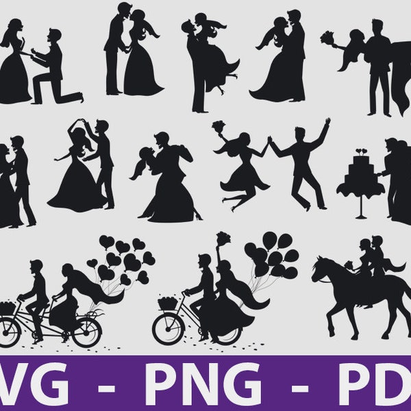 Wedding svg, Bride and Groom SVG Files for Silhouette Cameo and Cricut, Wedding Couple,Cake Topper,Wedding,Cut File,Clipart,Digital Download