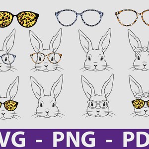 Bunny SVG, Easter SVG, Easter Bunny Sunglasses, Cute Bunny, Easter Bunny, Rabbit, Cut File, Clipart, Instant Digital Download
