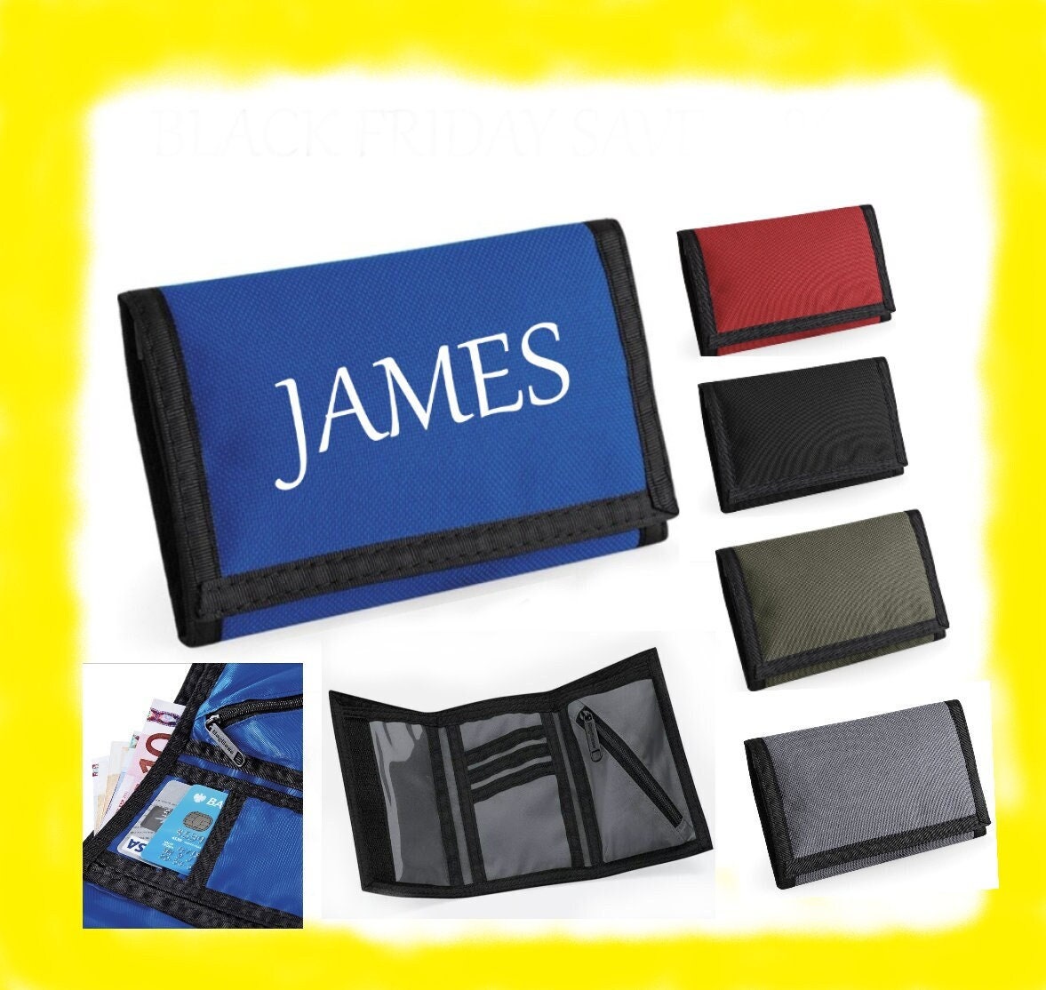 Personalised Trifold Ripper Wallet Child Boys Girl Name Wallet Travel