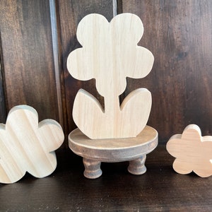 Daisy Flower | Wooden Shapes | Tiered Tray Decor | Shelf Sitter | DIY | Unfinished Wood Cutouts | Craft Supplies | Blanks | Spring | Bloom