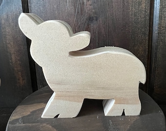 Farmhouse Lamb: Unfinished Wood Cutout, DIY Craft Shape