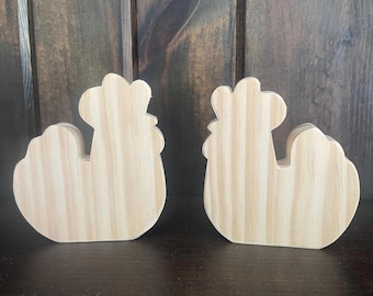 Pine Wood Chicken Shape: Unfinished DIY Craft Blank
