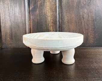 Pine Wood Riser: Unfinished Wooden Tiered Tray Decor