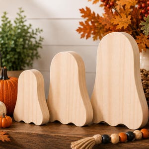 Unfinished Wood Ghost Shape: DIY Halloween Tiered Tray Decor