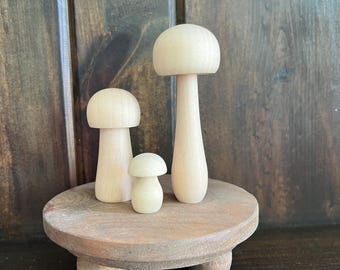 Unfinished Wooden Mushrooms | DIY Paintable Wood Mushrooms | Woodland Nursery Decor | Tiered Tray Decor