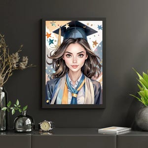 Custom Graduation Portrait | Personalized Graduate Digital Art | Cartoon Style Graduation Gift for Her | Custom Illustration | Class 2025