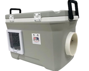 Outdoor Cat House, All-Season Insulated Shelter for Strays, Coleman Cooler, Winter Hideaway for Feral
