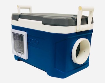 Weatherproof Cooler Cat Shelter | Outdoor Feral Cat House with Straw