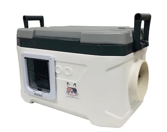Insulated Cooler Cat Shelter | Outdoor Feral Cat House with Straw