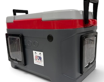 Insulated Two-Door Feral Cat Shelter | Igloo Cooler Cat House for Winter | Weatherproof Kitty Pod | Indoor Outdoor Use