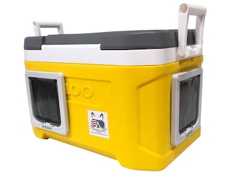 Outdoor Cat House For Two Cats, Insulated Igloo Cooler Pet House for Winter, Predator Proof Cat Hideaway