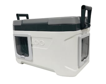 Stray Cat Shelter | Two Door Entry | All-Season Weatherproof Insulated Cat Home | Heavy Duty Igloo Cooler Design
